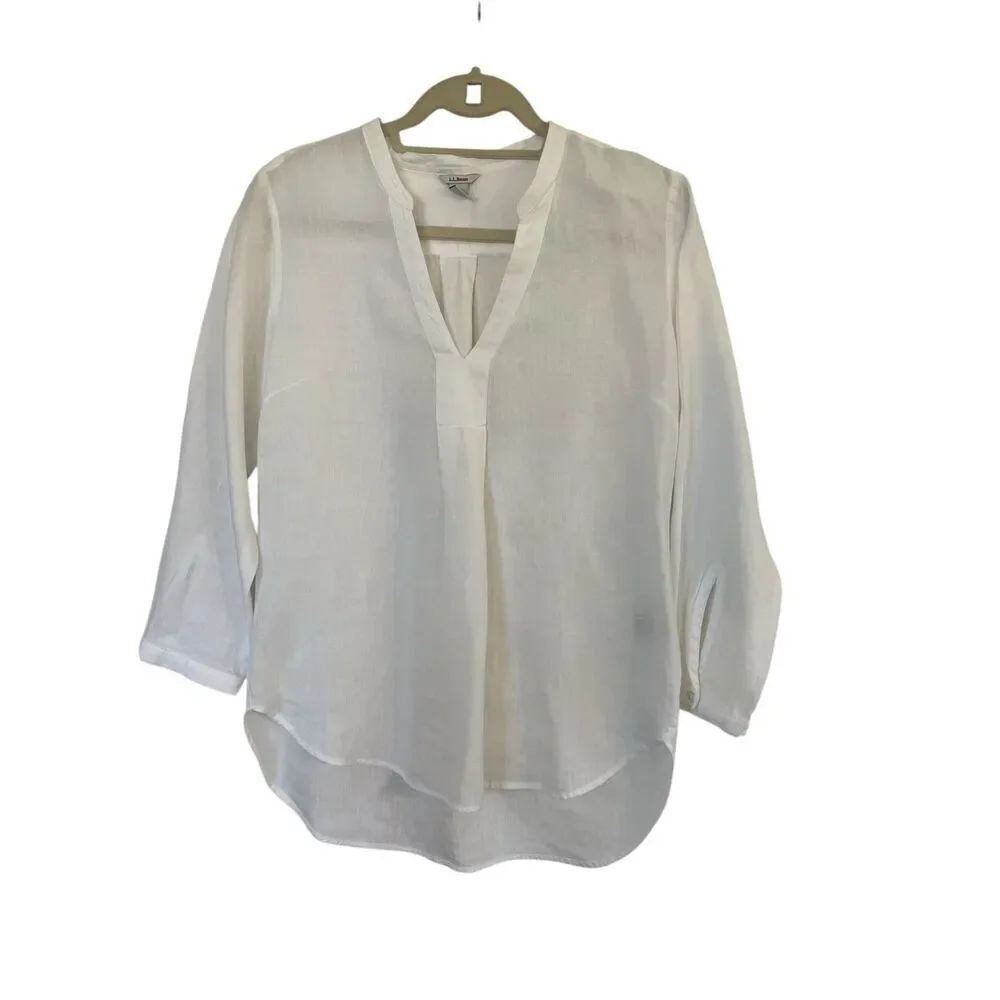 L. L. Bean linen blouse pullover style white sz Small